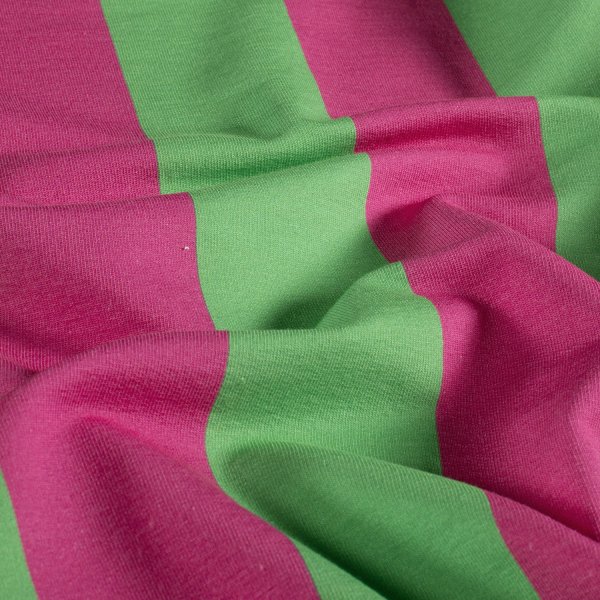 French Terry - Blockstreifen - grün/fuchsia - by Fräulein von Julie