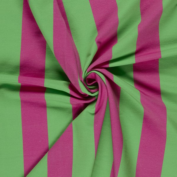 French Terry - Blockstreifen - grün/fuchsia - by Fräulein von Julie