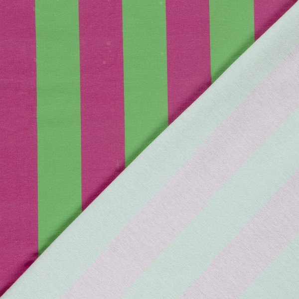 French Terry - Blockstreifen - grün/fuchsia - by Fräulein von Julie