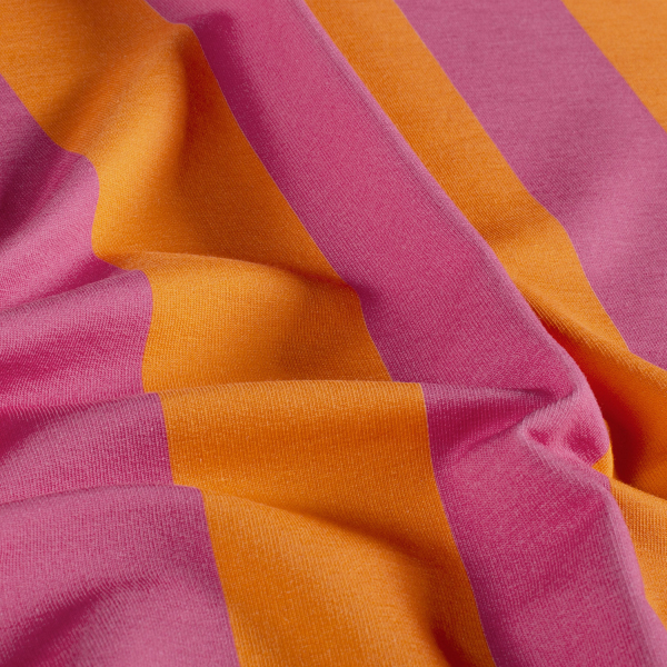RESTSTÜCK 0,40m !!! - French Terry - Blockstreifen - orange/fuchsia - by Fräulein von Julie