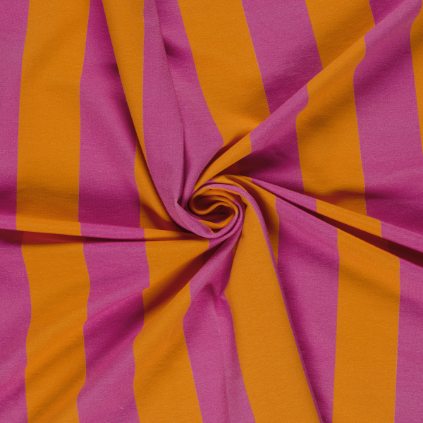 RESTSTÜCK 0,40m !!! - French Terry - Blockstreifen - orange/fuchsia - by Fräulein von Julie