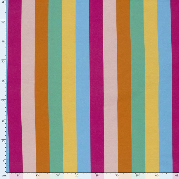 French Terry - Regenbogenstreifen - orange/fuchsia/grün - by Fräulein von Julie