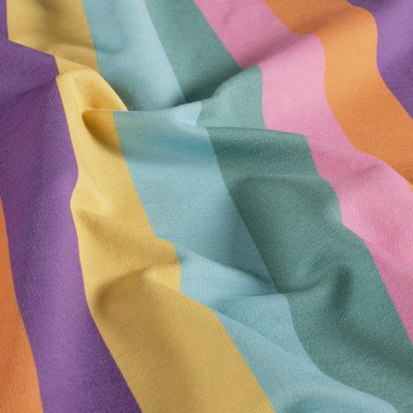 French Terry - Regenbogenstreifen - mint/gelb/lila - by Fräulein von Julie