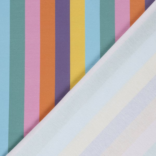 French Terry - Regenbogenstreifen - mint/gelb/lila - by Fräulein von Julie
