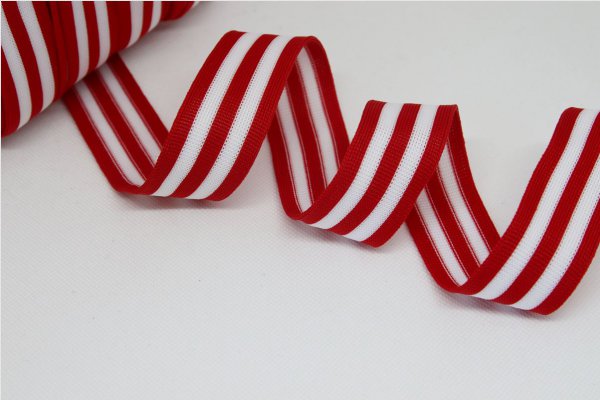 Stripes - unelastisch 3 cm - rot/weiß