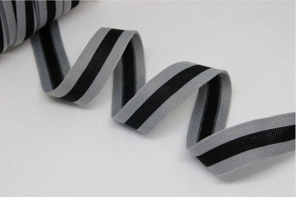 Stripes - unelastisch 2,5 cm - grau/schwarz