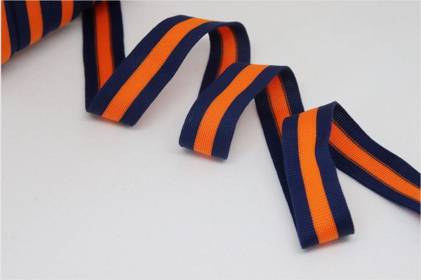 Stripes - unelastisch 2,5 cm - dunkelblau/orange