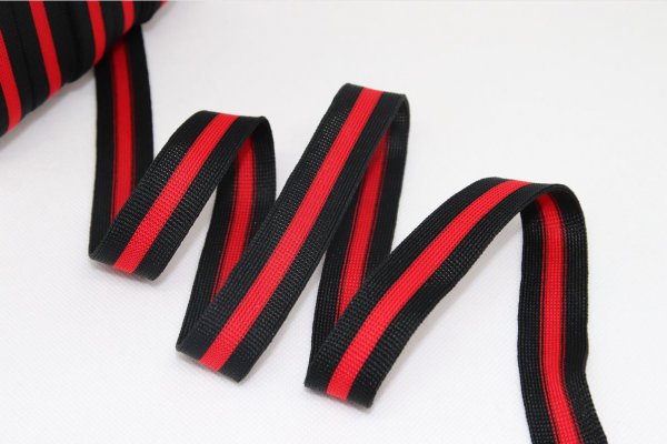 Stripes - unelastisch 2 cm - schwarz/rot