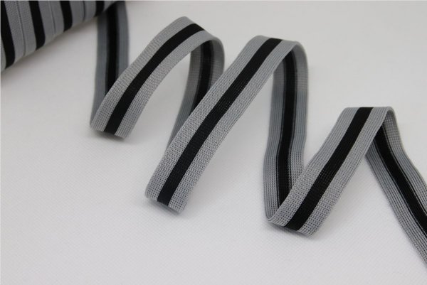 Stripes - unelastisch 2 cm - grau/schwarz