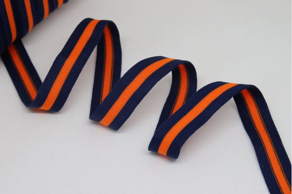 Stripes - unelastisch 2 cm - dunkelblau/orange