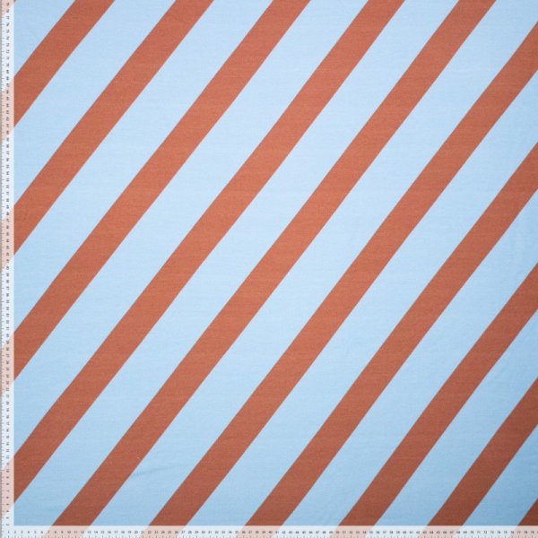 French Terry - Noa Stripes - hellblau/rost