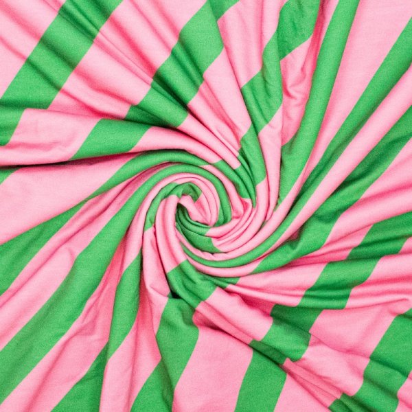 French Terry - Noa Stripes - grün/rosa