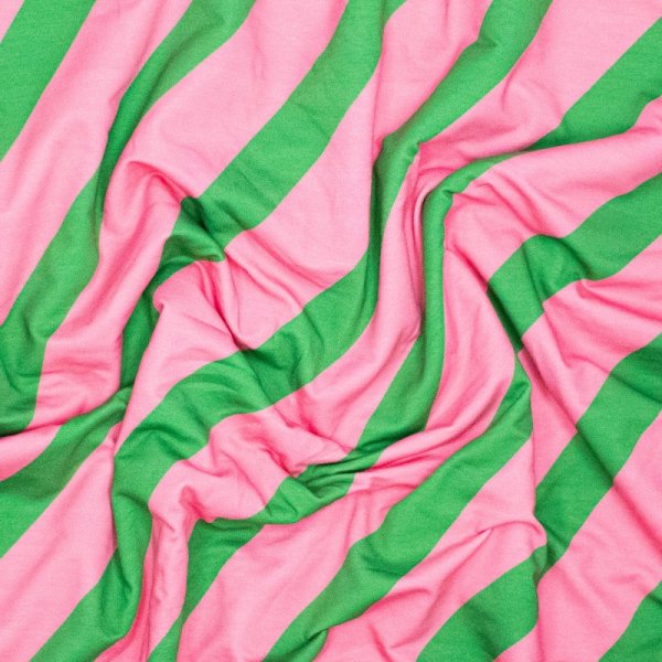 French Terry - Noa Stripes - grün/rosa
