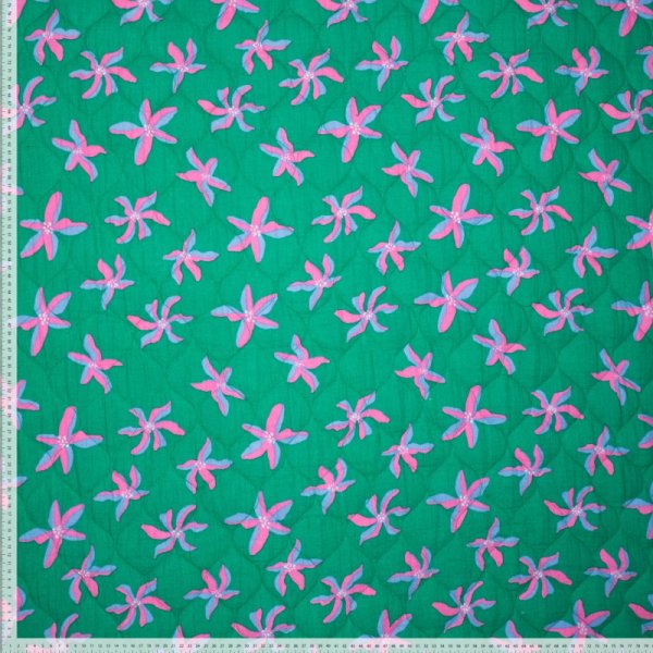 Doubleface Musselin/Baumwollstepper - Candid - grün/rosa