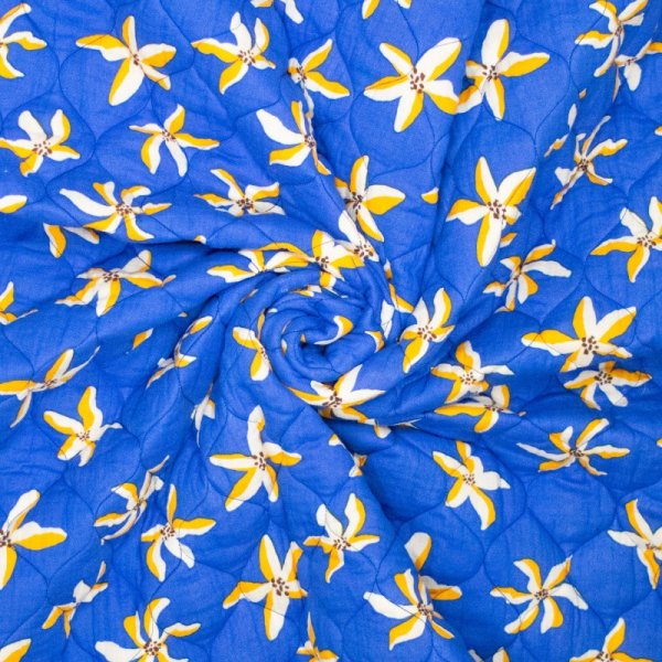 Doubleface Musselin/Baumwollstepper - Candid - blau/gelb
