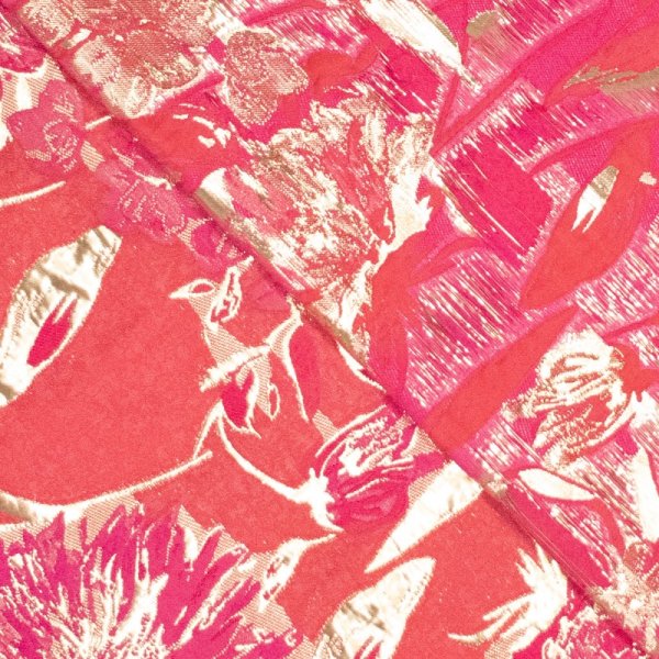 Jacquard gewebt - Prisca - mit metallic Effekt - rot/fuchsia/gold