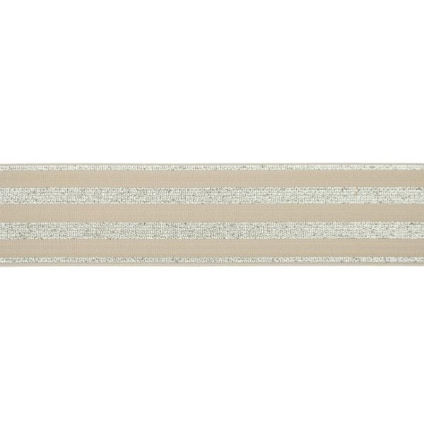 Gummiband - Streifen - Lurex silber - sand - 4cm