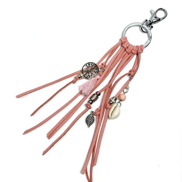 Anhänger - Kunstwildleder - Quaste - rosa
