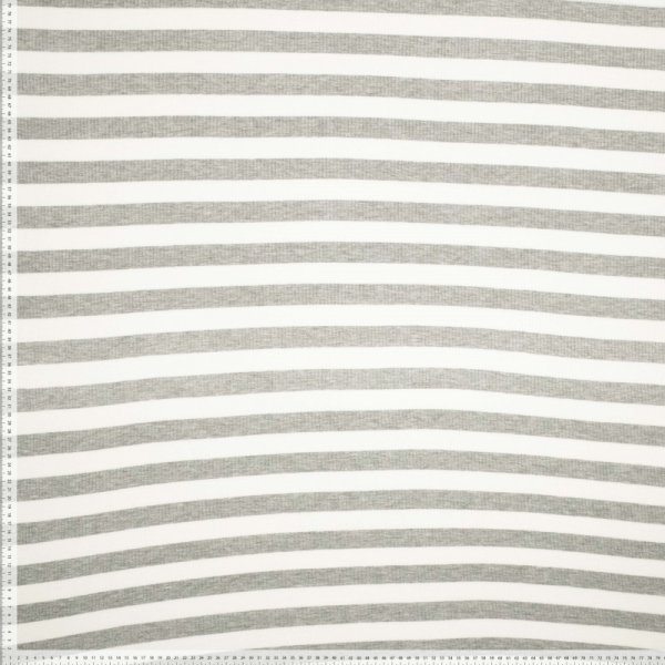 Ripp Viskosejersey - Centa Streifen - grey melange/ecru