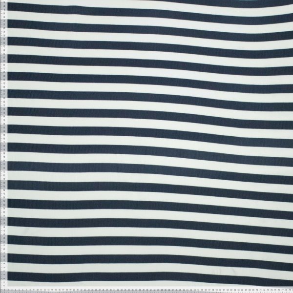 Ripp Viskosejersey - Centa Streifen - navy/ecru