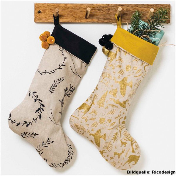 RESTSTÜCK 0,80m !!! - Baumwolle - Winterwald - natur gold - Nostalgic Christmas - Rico Design