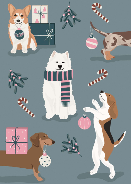Postkarte - Festive Dogs - Alfie´s Greetings