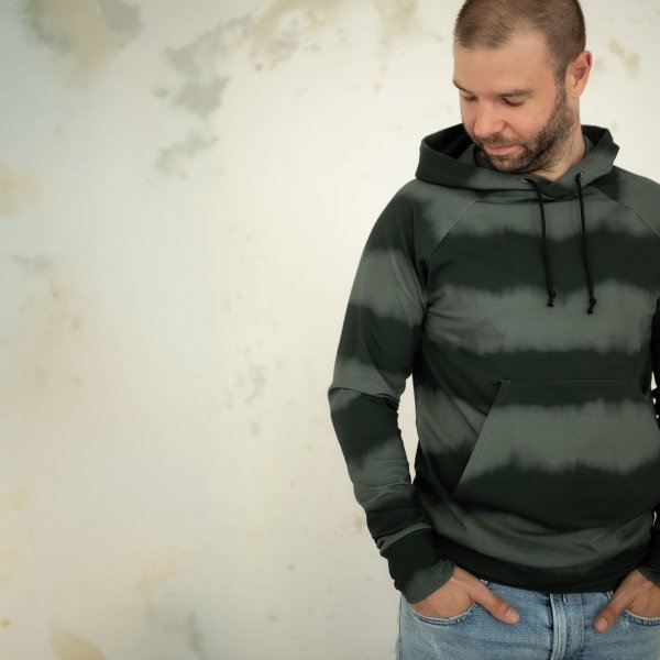 French Terry - Batik Streifen - dunkelgrün