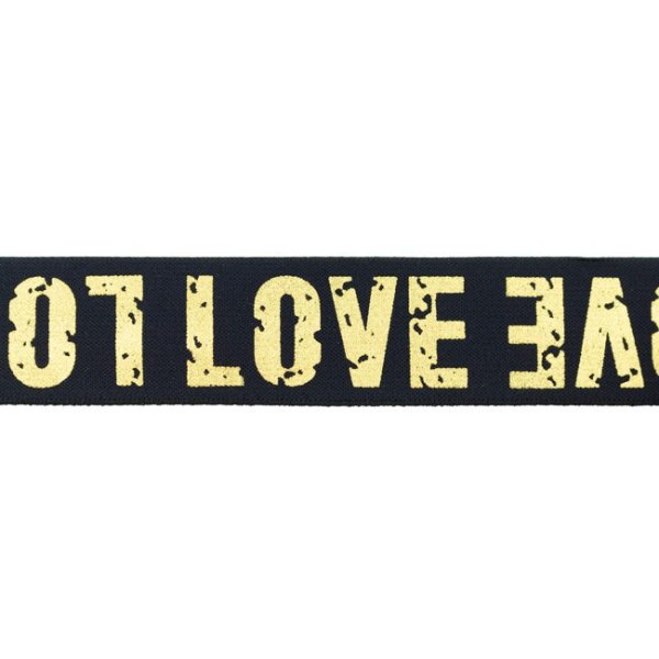 Gummiband - LOVE - marine/gold