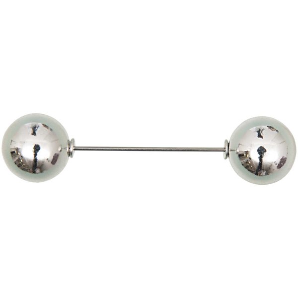 Zwei Perlen Pin - silber - 60mm