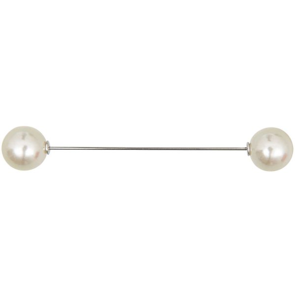 Zwei Perlen Pin - perlweiss - 95mm