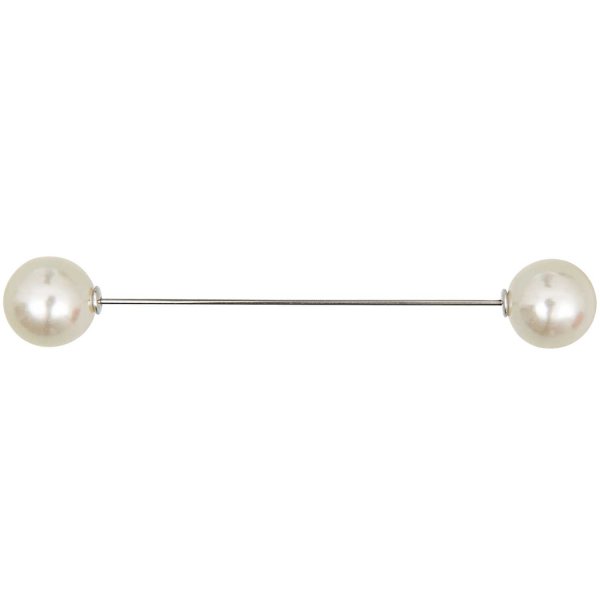 Zwei Perlen Pin - perlweiss - 95mm