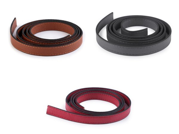 Lederriemen für Taschen - grau - 2er Set - 15mm x 2.5mm