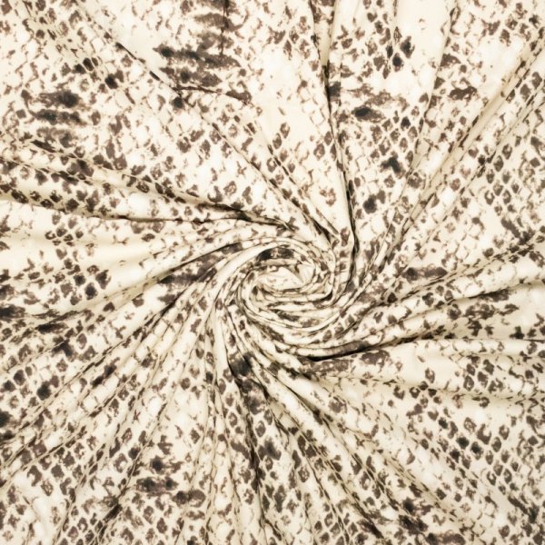 Baumwoll Stretch - Snake - Animalprint - brown/ecru