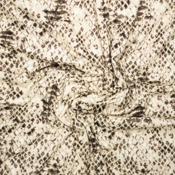 Baumwoll Stretch - Snake - Animalprint - brown/ecru