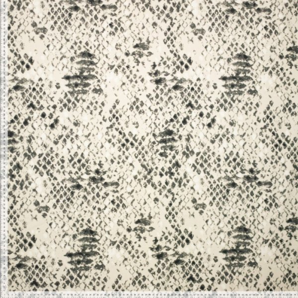 Baumwoll Stretch - Snake - Animalprint - anthrazit/ecru