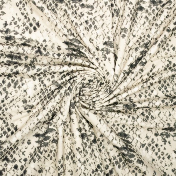 Baumwoll Stretch - Snake - Animalprint - anthrazit/ecru