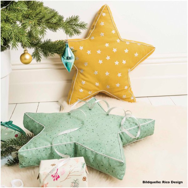 Baumwolle - Sterne - senf metallic - Nostalgic Christmas - Rico Design