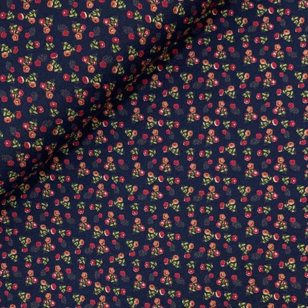 Viskosejersey - Field of Flowers - navy