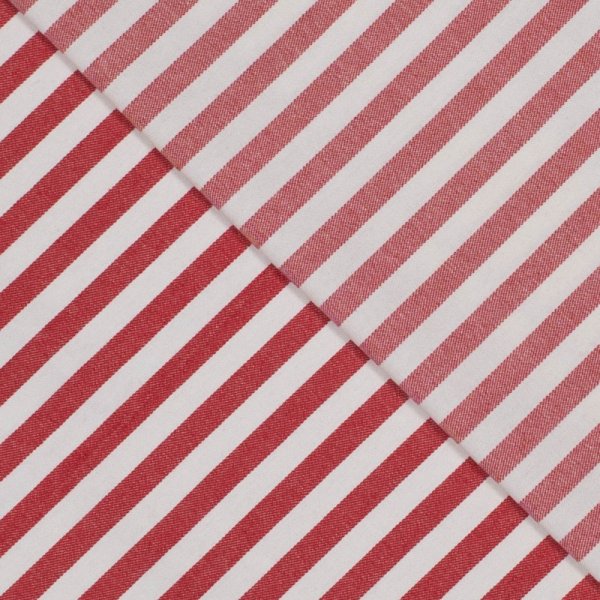 Baumwolle Denim - Laurent Streifen - rot/naturweiß