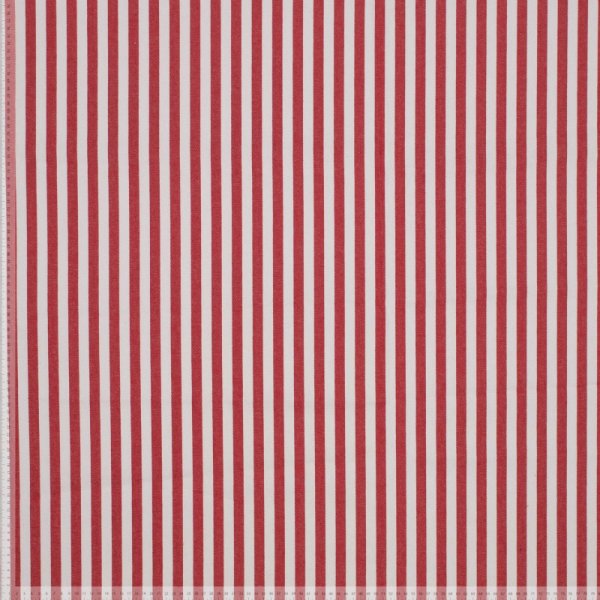 Baumwolle Denim - Laurent Streifen - rot/naturweiß