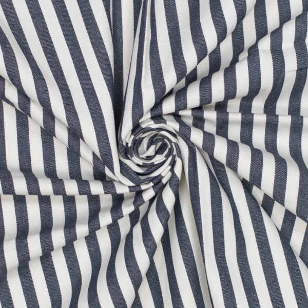 Baumwolle Denim - Laurent Streifen - dunkelblau/naturweiß