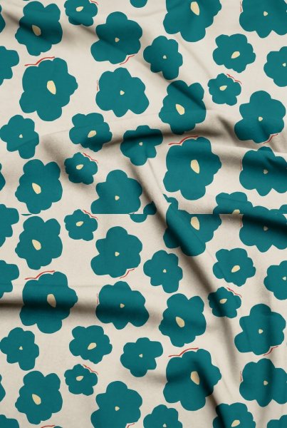 Viskose Twill mit LENZING™ ECOVERO™ Fasern - Like a Flower - teal - Mind the Maker