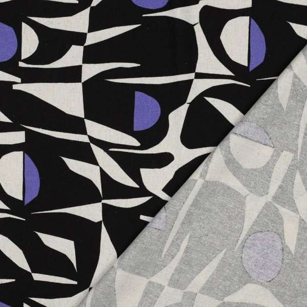 Viskose Leinen - Amelia - black/purple