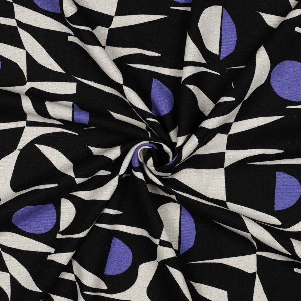 Viskose Leinen - Amelia - black/purple