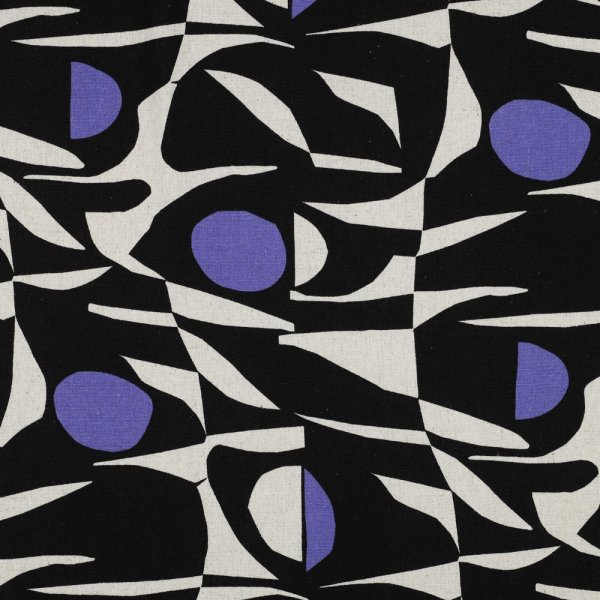 Viskose Leinen - Amelia - black/purple