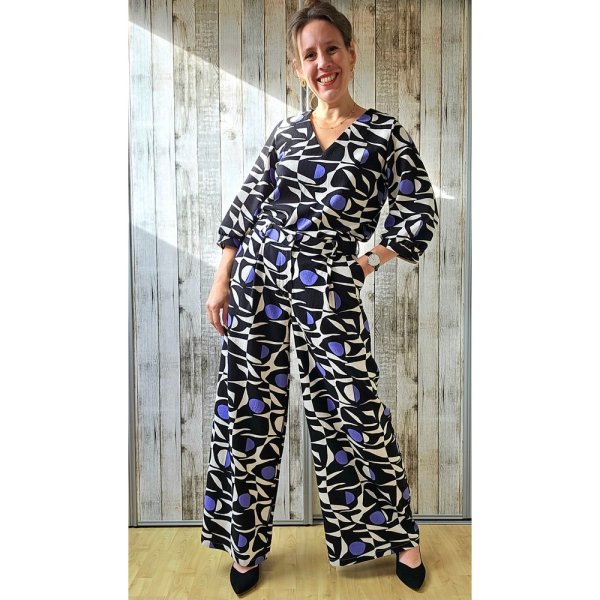 Viskose Leinen - Amelia - black/purple