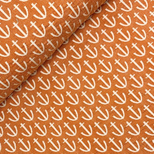 RESTSTÜCK 1,10m!!! - Bio Jacquard Jersey - Anchor Knit - A76/17 - nepal/meringa - Ahoy - Hamburger Liebe - Albstoffe