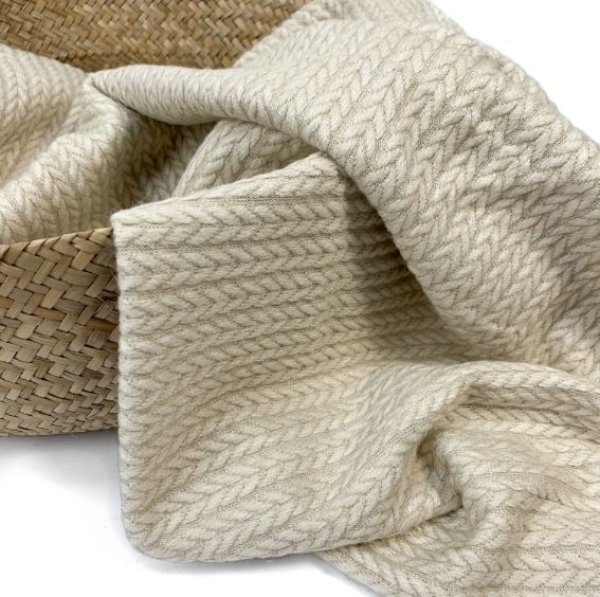 RESTSTÜCK 0,80m !!! - Viskose Strick - Angora Touch Jacquard - sand meliert