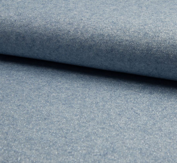 RESTSTÜCK 0,50m !!! - Viskose Strick - Asley - jeans melange Glitzer
