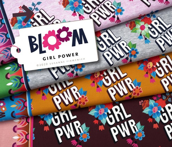 RESTSTÜCK 1,30m !!! - Bio Jersey - Girl Power - Col.1 - rosa - Bloom - Hamburger Liebe - Albstoffe